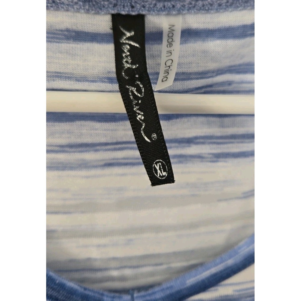 North River Womans 3/4 Sleeve Blouse Blue, White